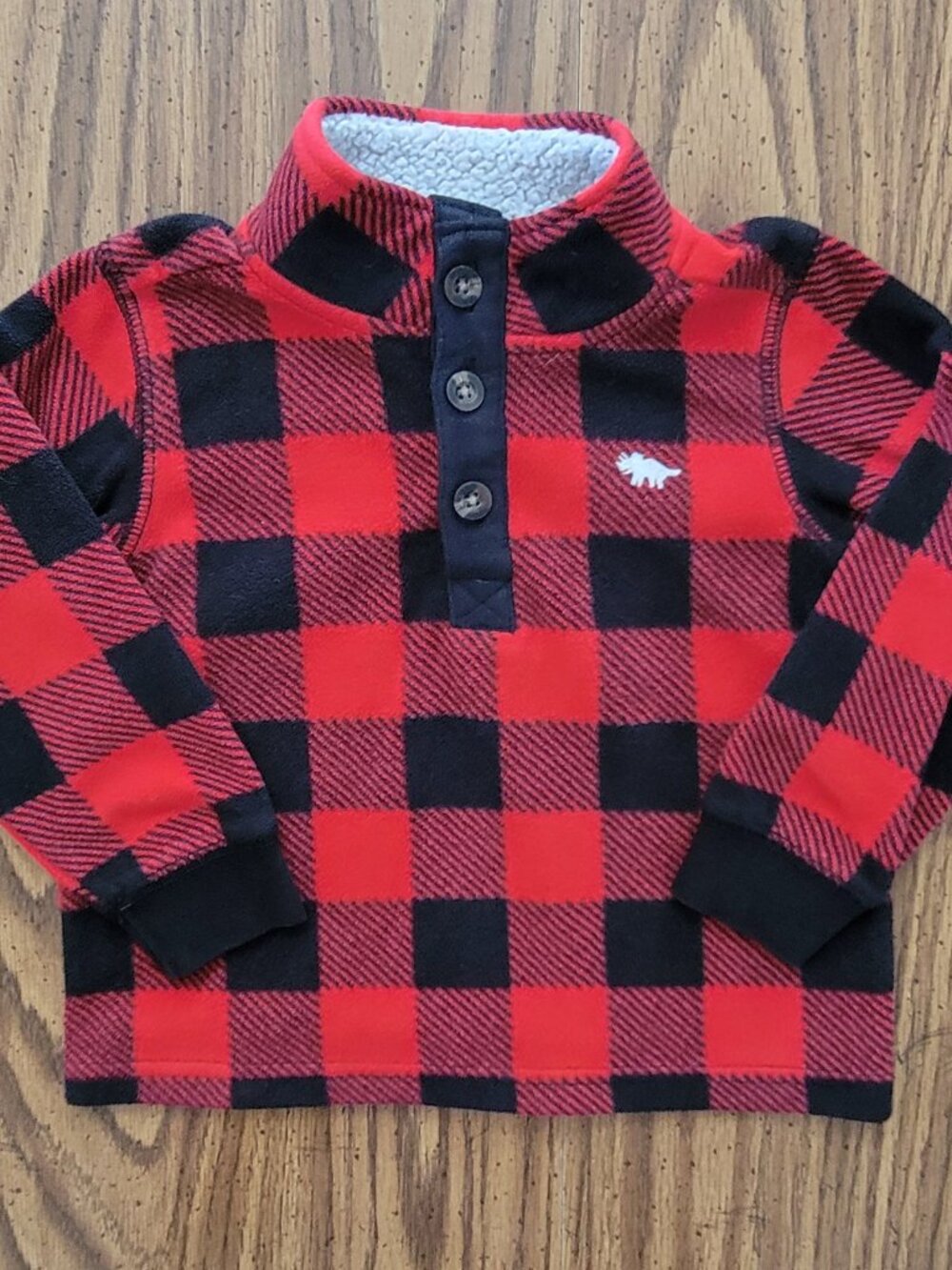 Carter's Boys 24M Red Black Buffalo Plaid Sherpa Fleece Pullover